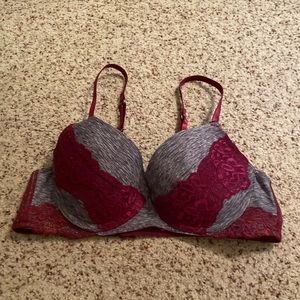 Rampage intimates red gray lace bra size womens 36b